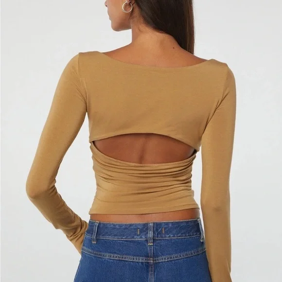 The Line by K Oisin Tan Cut Out Long Sleeve Shirt - Picture 3 of 10